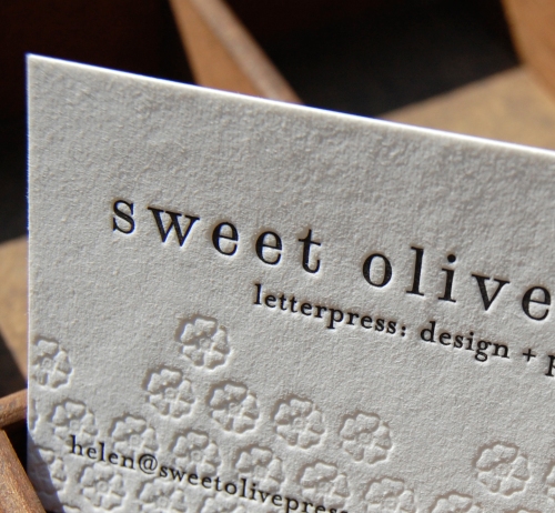 sweet olive press letterpress business card